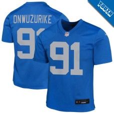 Youth Detroit Lions Blue Alternate #91 Levi Onwuzurike Game Jersey