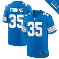 Men's Detroit Lions Blue #35 Isaiah Thomas Game Jersey Men's Detroit Lions Blue #35 Isaiah Thomas Game Jersey