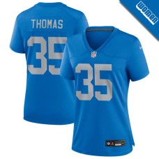 Women's Detroit Lions Blue Alternate #35 Isaiah Thomas Game Jersey