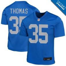 Youth Detroit Lions Blue Alternate #35 Isaiah Thomas Game Jersey