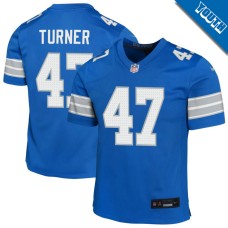 Youth Detroit Lions Blue #47 Ezekiel Turner Game Jersey Youth Detroit Lions Blue #47 Ezekiel Turner Game Jersey
