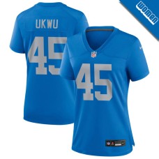 Women's Detroit Lions Blue Alternate #45 Isaac Ukwu Game Jersey