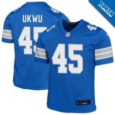 Youth Detroit Lions Blue #45 Isaac Ukwu Game Jersey