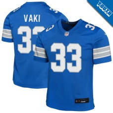 Youth Detroit Lions Blue #33 Sione Vaki Game Jersey