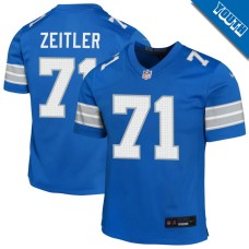 Youth Detroit Lions Blue #71 Kevin Zeitler Game Jersey