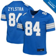 Youth Detroit Lions Blue #84 Shane Zylstra Game Jersey
