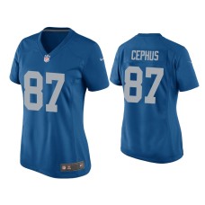 Women Detroit Lions #87 Quintez Cephus Blue Throwback Game Jersey Women Detroit Lions #87 Quintez Cephus Blue Throwback Game Jersey